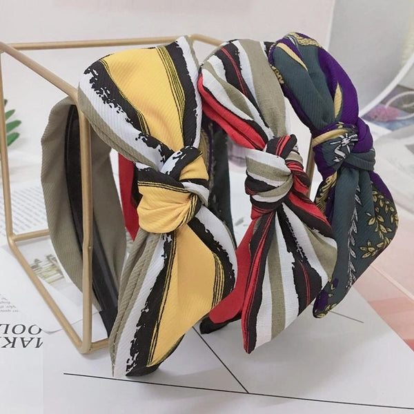 Korean Classic Striped Contrast Wide Edge Hair Band