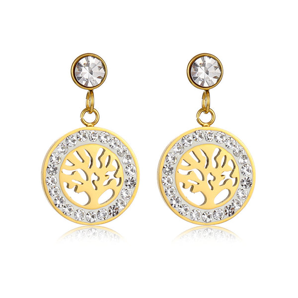 Men Tree Titanium Steel Polishing Earrings