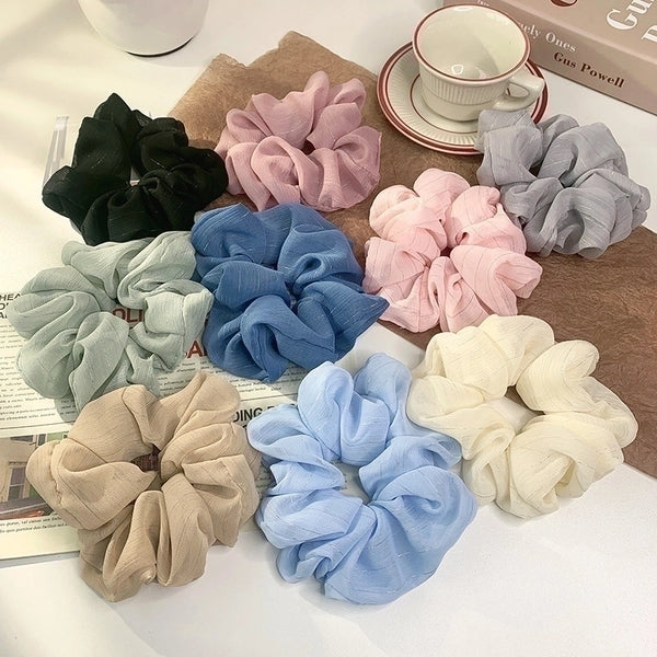 Korean Silk Flower Color Hair Scrunchies