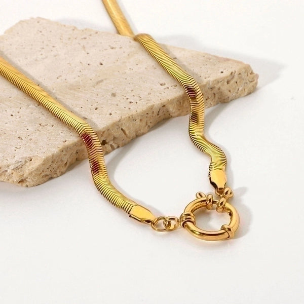 5Mm Thick Necklace With Soft Round Spring Buckle Stainless Steel Snake Chain Necklace