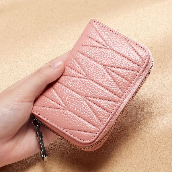 Korean Leather Multi-Card Bit Zipper Card Bag Small Coin Purse Simple Organ Card Bag