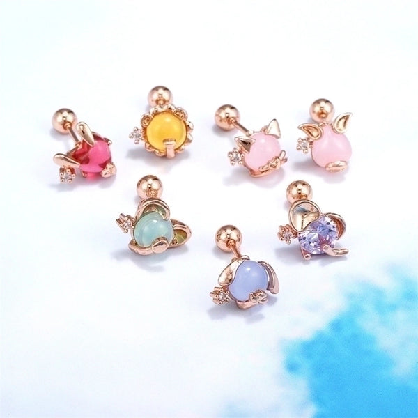 Animal Brass Gem Copper Earrings