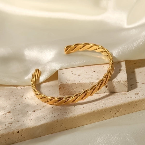 Minimalist C Shape Stainless Steel Plating Gold Plated Bangle