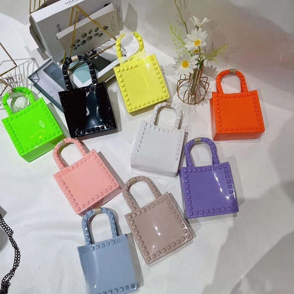 Women'S Mini All Seasons Pvc Solid Color Fashion Square Open Handbag