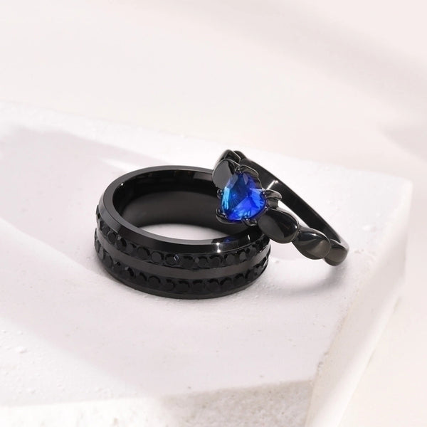 Minimalist Heart Shape Titanium Steel Rings Inlay Zircon Stainless Steel Rings