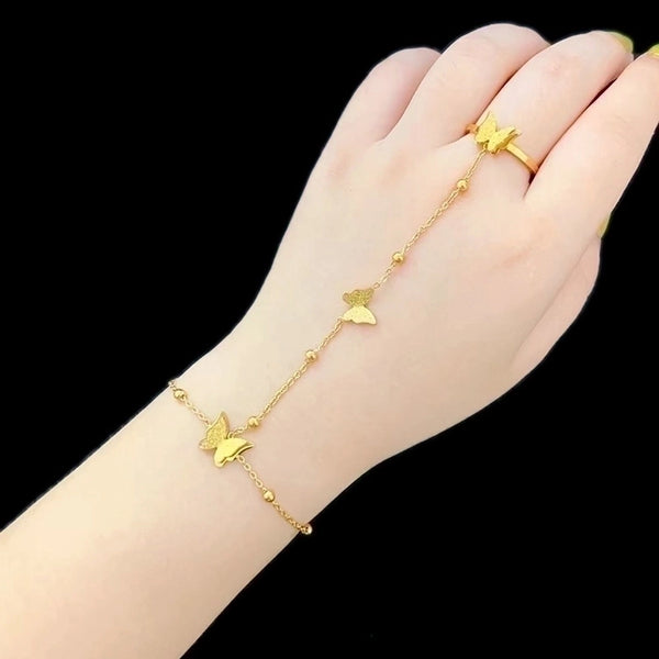 Fashion Devil'S Eye Heart Shape Butterfly Titanium Steel Plating Bracelets