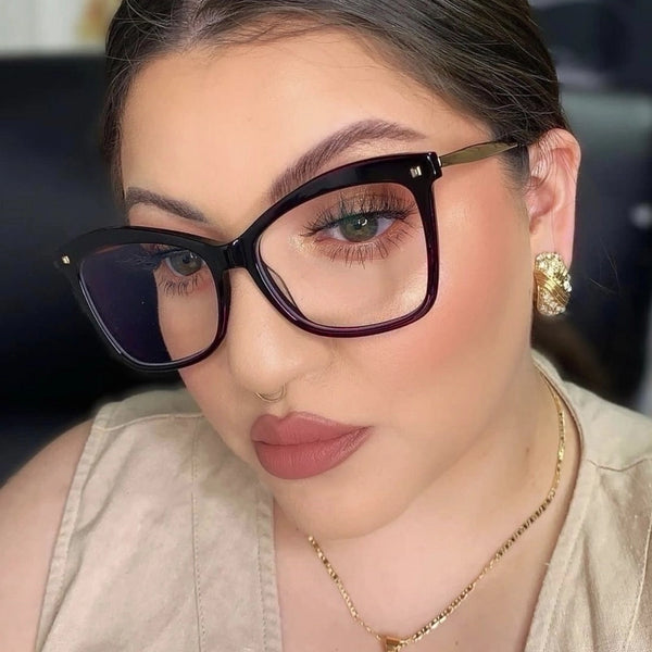 Cross-Border Cat Eye Mi Nail Glasses Frame 2023 New Anti-Blue Light Fashion Plain Glasses Women'S Ins Trendy Large Frame Glasses