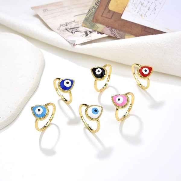 Fashion Water Droplets Eye Copper Enamel Open Ring 1 Piece