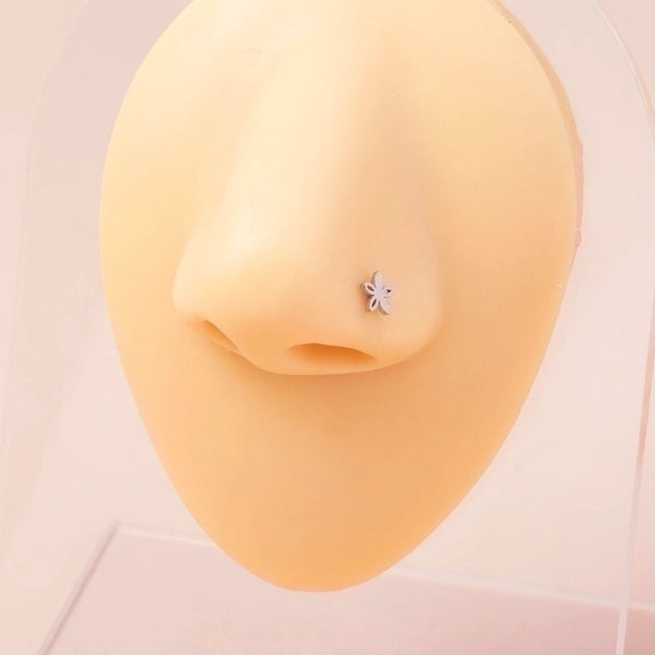 1 Piece Nose Rings & Studs Minimalist Flower 304 Stainless Steel Plating
