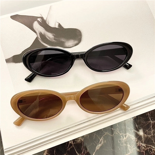 Retro Oval Resin Oval Frame Full Frame Women'S Sunglasses
