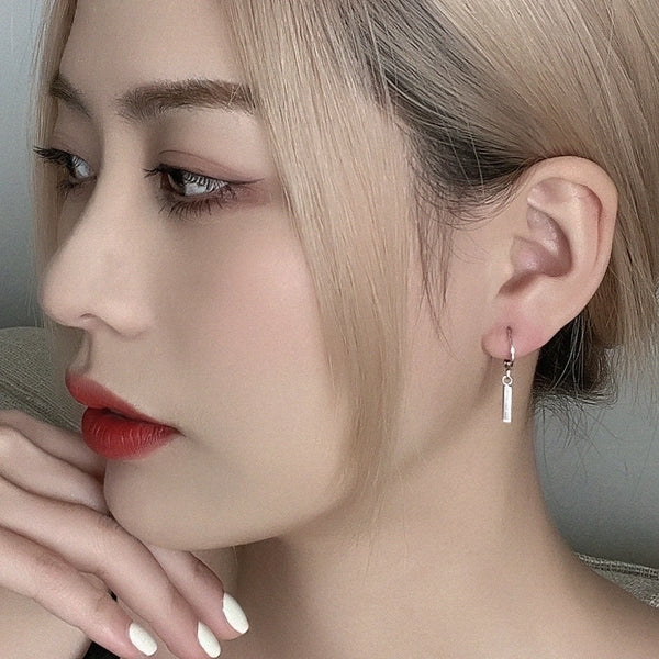 1 Pair Minimalist Square Copper Tassel Plating Silver Plated Earrings