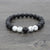 Retro Round Volcanic Rock Stone Beaded Unisex Bracelets