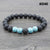 Retro Round Volcanic Rock Stone Beaded Unisex Bracelets