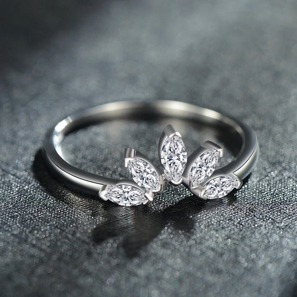 Elegant Crown Sterling Silver Plating Inlay Zircon 14K Gold Plated Rhodium Plated Rings