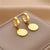 Titanium Steel 18K Gold Plated Chinoiserie Plating Chinese Character Earrings Necklace
