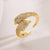 French Style Animal Owl Copper 18K Gold Plated Zircon Open Ring In Bulk