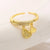 Shiny Heart Shape Lock Copper Plating Inlay Zircon 18K Gold Plated Charm Ring Open Ring