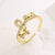 Shiny Heart Shape Lock Copper Plating Inlay Zircon 18K Gold Plated Charm Ring Open Ring