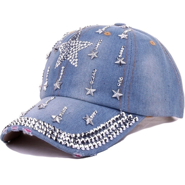 Unisex Classic Style Star Rhinestone Baseball Cap
