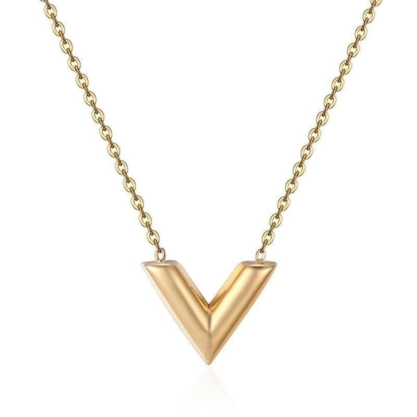 Ig Style Casual V Shape Titanium Steel Plating 18K Gold Plated Bracelets Earrings Necklace