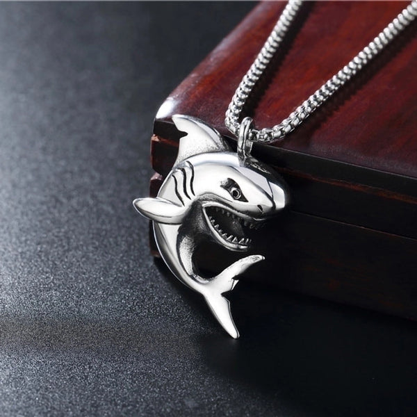 Hip-Hop Shark Stainless Steel Alloy Plating Men'S Pendant Necklace
