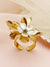 304 Stainless Steel 14K Gold Plated Elegant Sweet Artistic Polishing Plating Inlay Flower Crystal Shell Open Ring