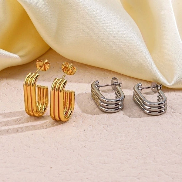 1 Pair Modern Style Geometric Plating 304 Stainless Steel 18K Gold Plated Earrings