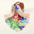 Women'S Retro Color Block Satin Printing Silk Scarf