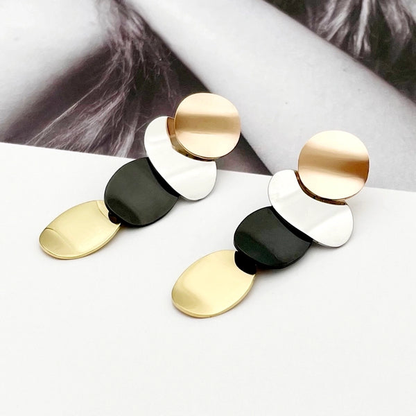 1 Pair Vintage Style Commute Irregular Color Block Polishing Plating 304 Stainless Steel 14K Gold Plated Rose Gold Plated Drop Earrings