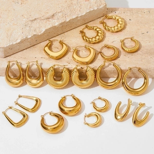 1 Pair Ig Style Minimalist Solid Color Plating 304 Stainless Steel 16K Gold Plated White Gold Plated Gold Plated Earrings