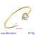Modern Style Minimalist Heart Shape Stainless Steel Titanium Steel 18K Gold Plated Glass Stone Pearl Bangle In Bulk