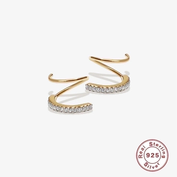 1 Pair 925 Sterling Silver Zircon Geometric Earrings
