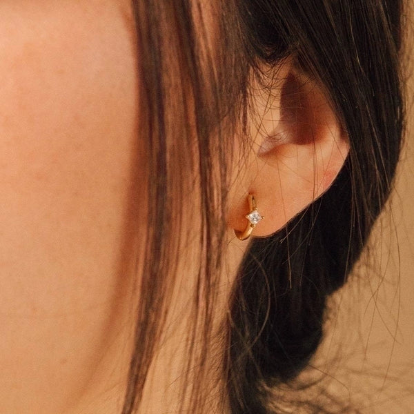 1 Pair Minimalist Square Plating Inlay Copper Zircon Gold Plated Earrings