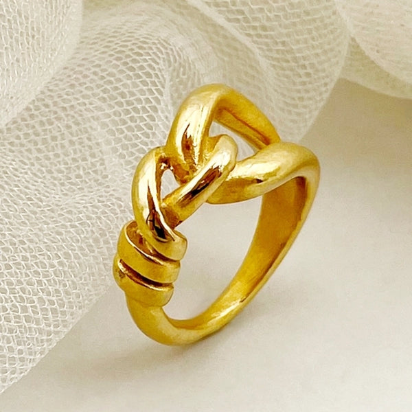 304 Stainless Steel Gold Plated Minimalist Plating Solid Color Rings