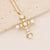 Commute Cross Copper Inlay 18K Gold Plated Zircon Pendant Necklace