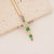 Commute Cross Copper Inlay 18K Gold Plated Zircon Pendant Necklace