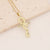 Commute Cross Copper Inlay 18K Gold Plated Zircon Pendant Necklace
