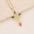 Commute Cross Copper Inlay 18K Gold Plated Zircon Pendant Necklace