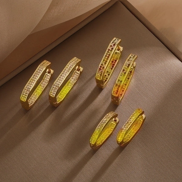 1 Pair Minimalist Commute Geometric Plating Inlay Copper Zircon 18K Gold Plated Earrings