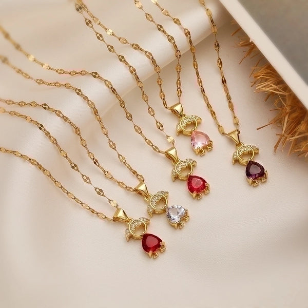 Minimalist Commute Human Copper 18K Gold Plated Zircon Pendant Necklace In Bulk