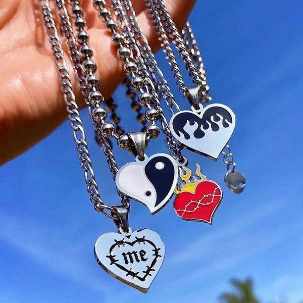 Streetwear Geometric Heart Shape Titanium Steel Enamel Women'S Pendant Necklace