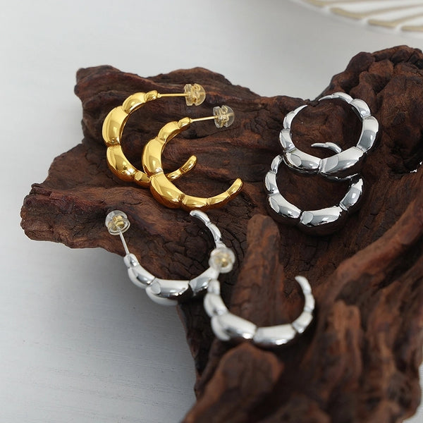 1 Pair Hip-Hop Minimalist Solid Color Plating Titanium Steel 18K Gold Plated Earrings