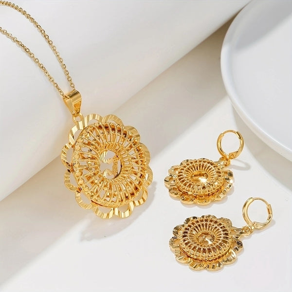 Minimalist Solid Color Copper Plating 18K Gold Plated Earrings Necklace