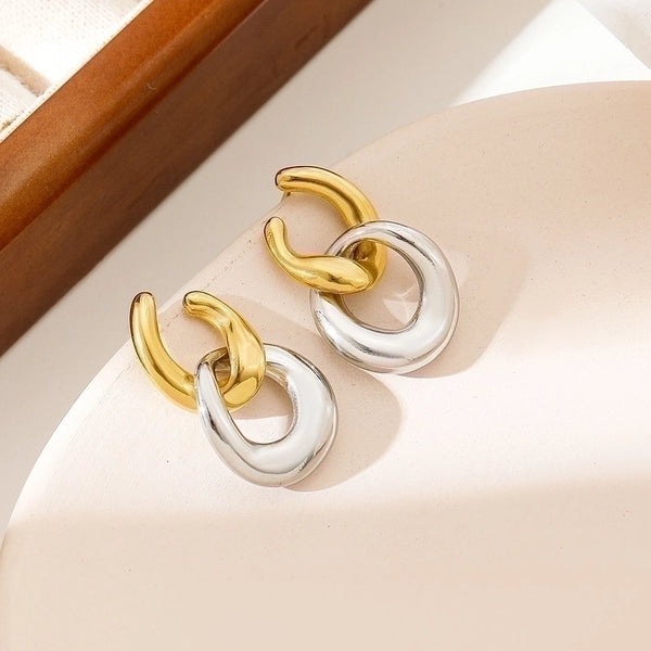 1 Pair Minimalist Color Block Plating 304 Stainless Steel Gold Plated Drop Earrings