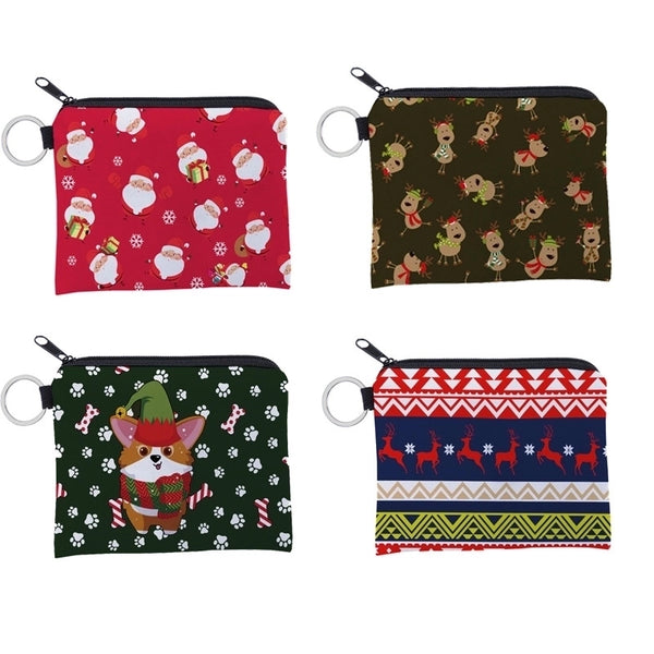 Women'S Christmas Hat Christmas Tree Santa Claus Polyester Zipper Coin Purses