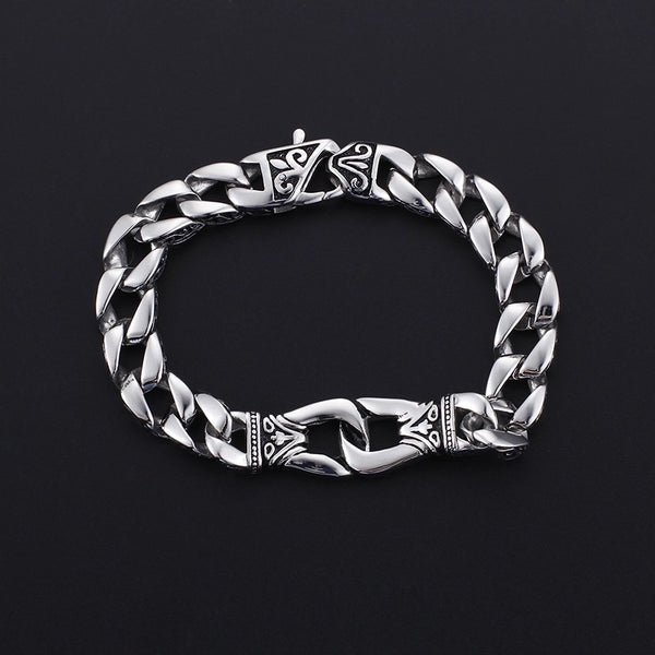 Punk Solid Color Titanium Steel Enamel Chain Men'S Bracelets