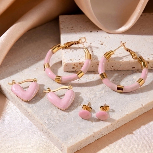 1 Pair Minimalist C Shape Triangle Solid Color Plating 304 Stainless Steel Hoop Earrings