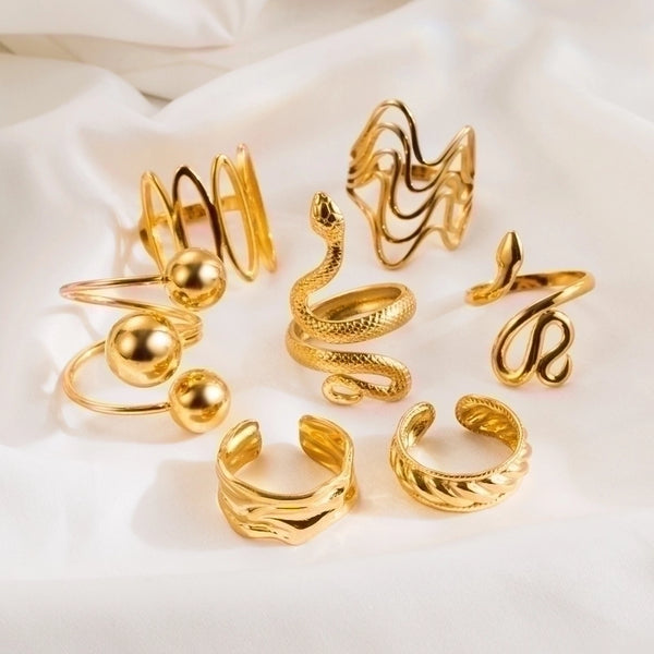Modern Style Minimalist Snake 304 Stainless Steel Rings