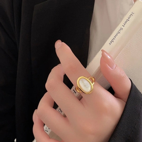 925 Sterling Silver Shell Round Rings