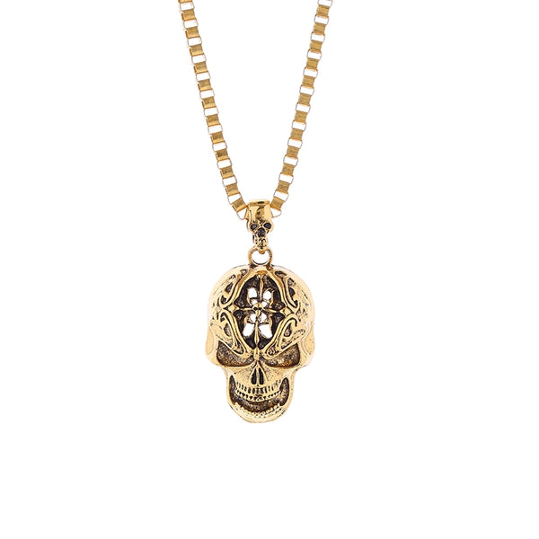Exaggerated Funny Skull Alloy Hollow Out Carving Halloween Men'S Pendant Necklace